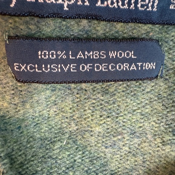 Ralph Lauren Men's 2XL Sweater Preppy V-neck Lambs Wool Pony green‎ Jumper EUC - Picture 13 of 13